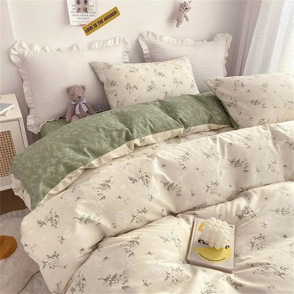 King Size Green Floral Bedding Set