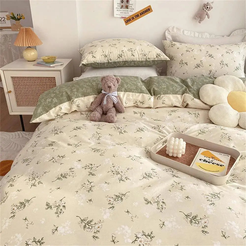 King Size Green Floral Bedding Set