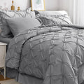Grey Queen Comforter Set - 7 Piece Pintuck Bedding