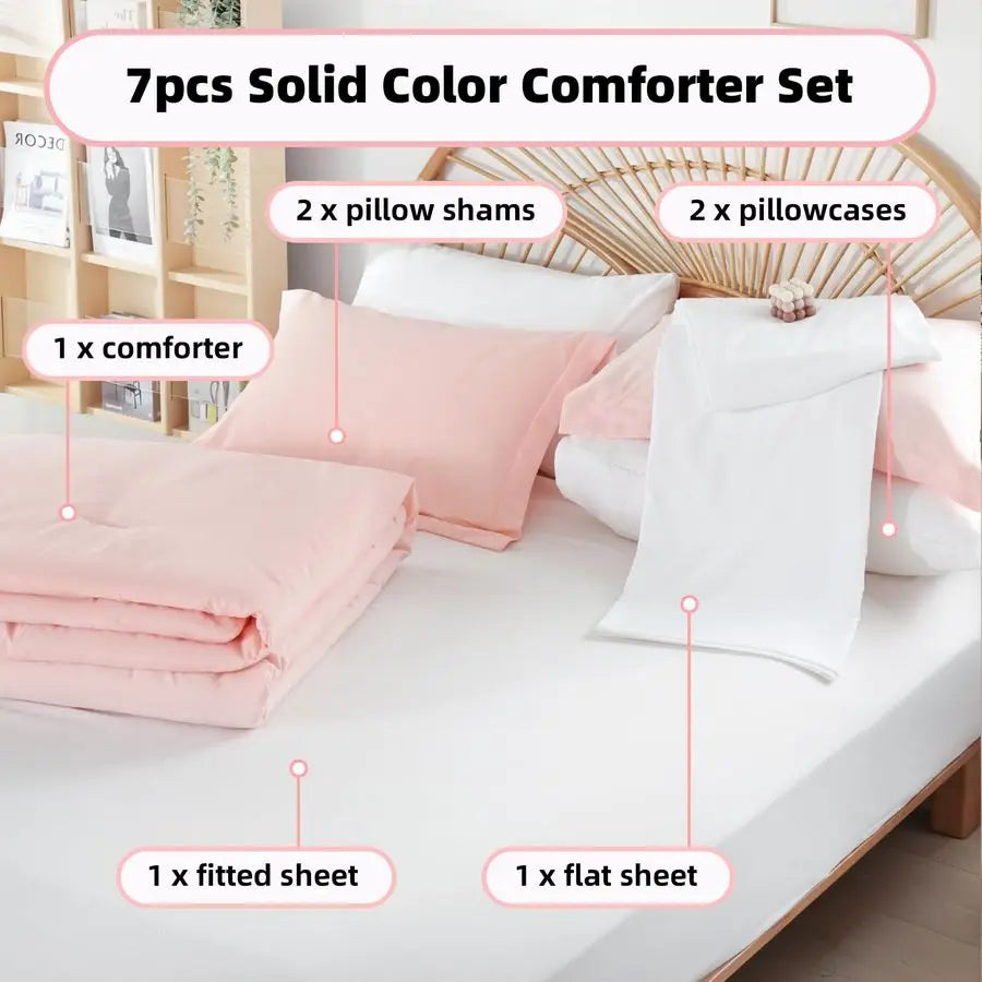 Pink Full Size 7-Piece Comforter Set