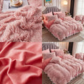 King Size Pink Ombre Crystal Velvet 3-Piece Shaggy Bedding Set