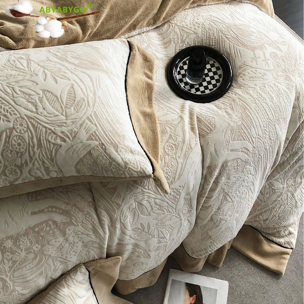 Euro Style Queen Velvet Bedding Set