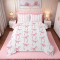 Cute Pink Bow Twin Bedding Set for Girls