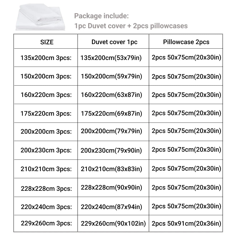 3pcs Duvet Cover Set with Pillow Cases - Queen/King Bedding