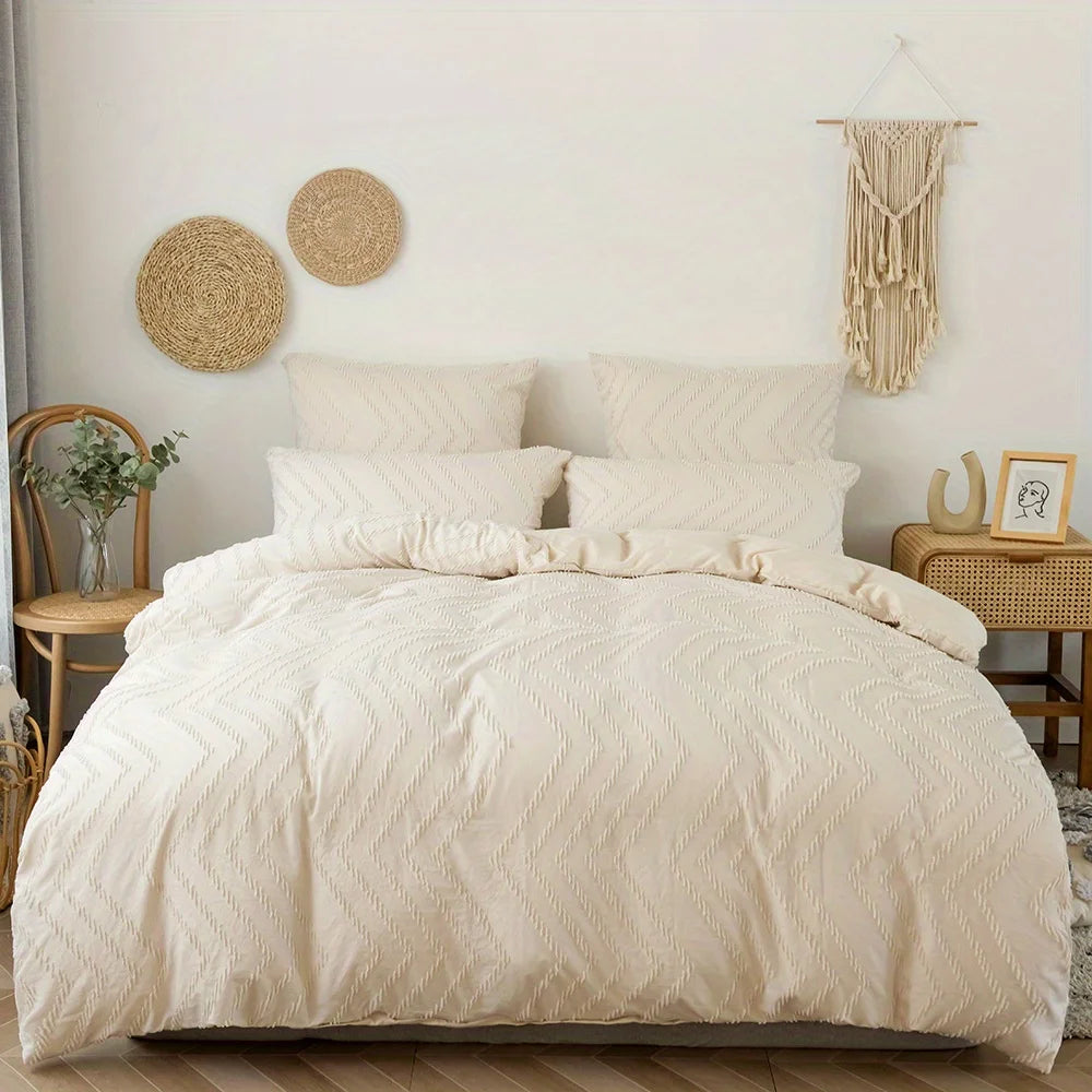 Wave Tufted Duvet Cover Set - Queen Size