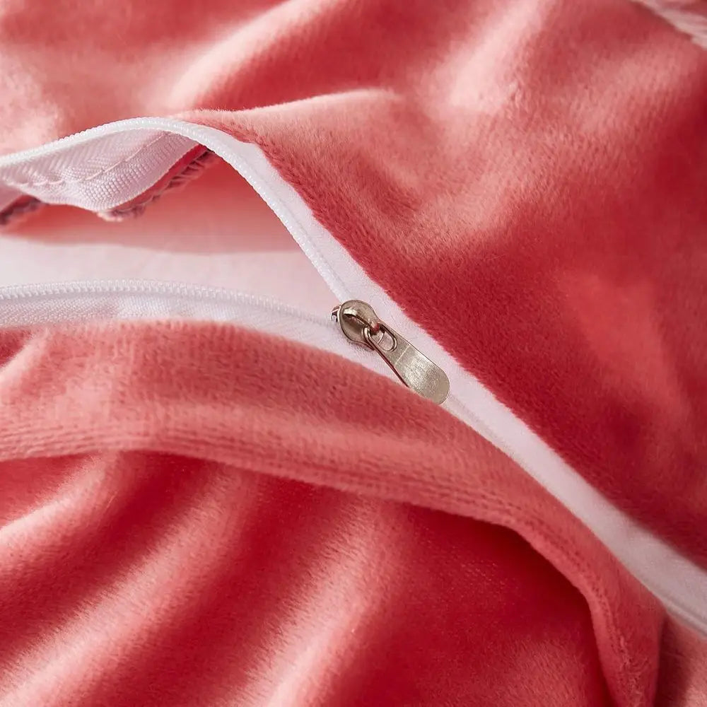 King Size Pink Ombre Crystal Velvet 3-Piece Shaggy Bedding Set