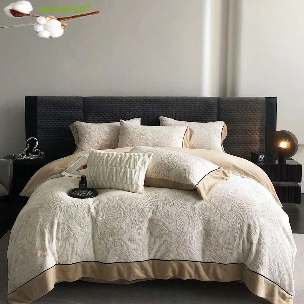 Euro Style Queen Velvet Bedding Set