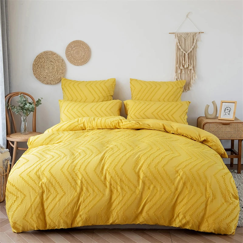 Wave Tufted Duvet Cover Set - Queen Size