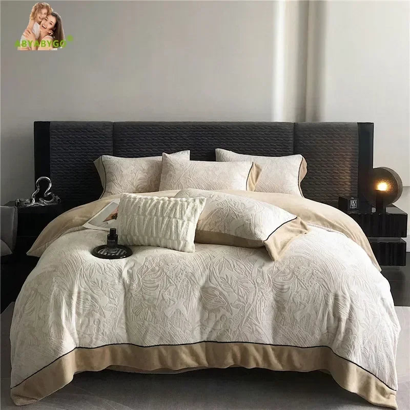 Euro Style Queen Velvet Bedding Set