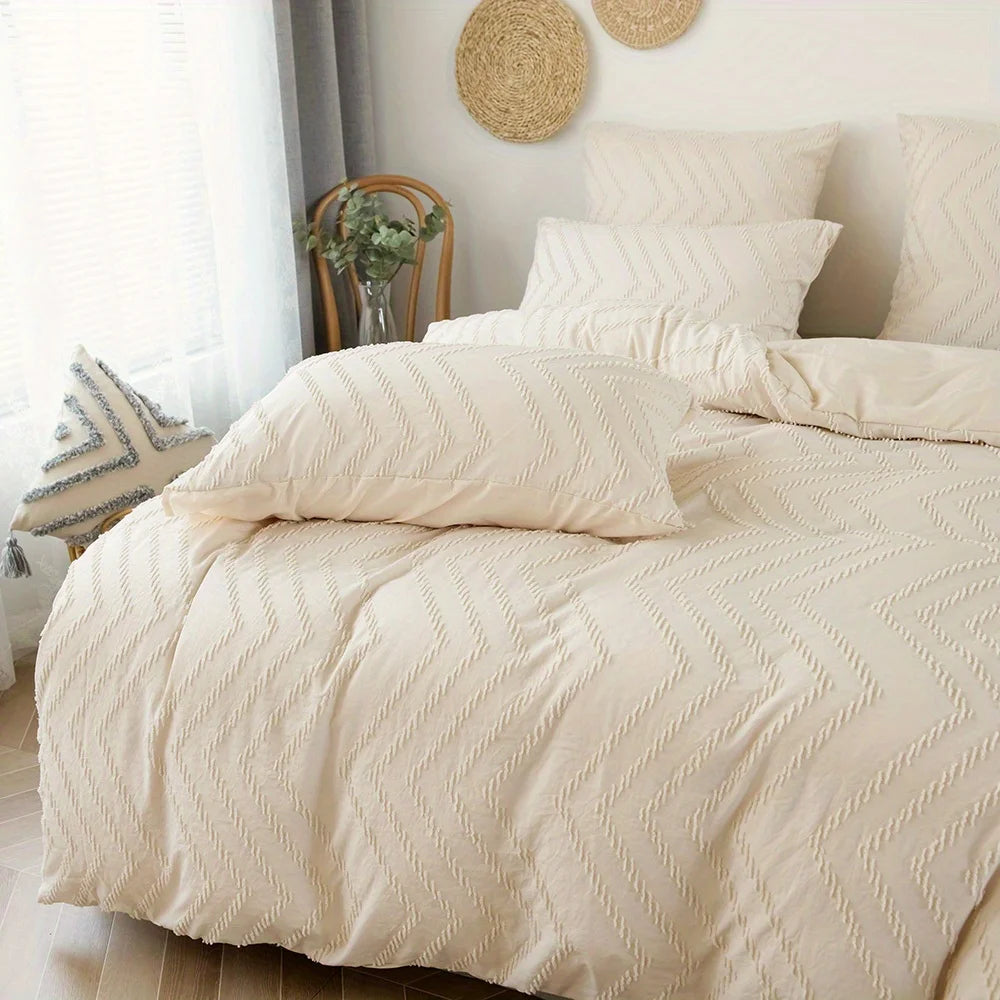 Wave Tufted Duvet Cover Set - Queen Size