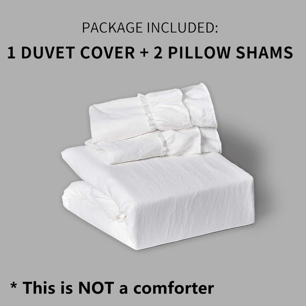 3 Piece Ruffled Duvet Cover Set Queen