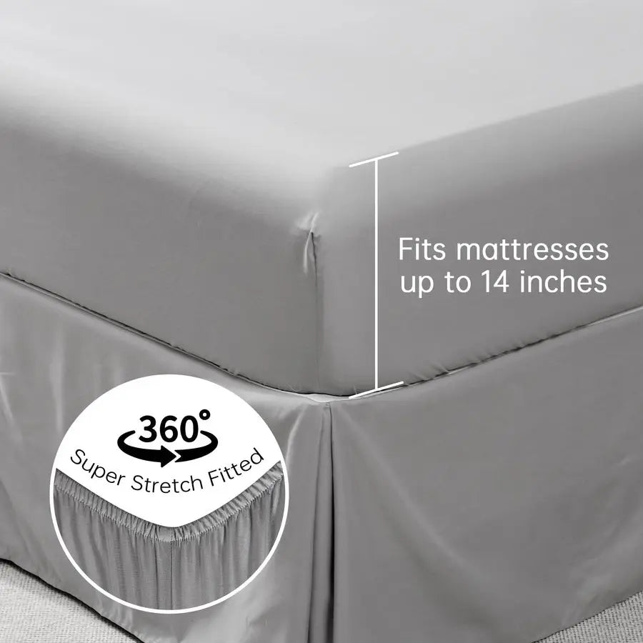 Grey Queen Comforter Set - 7 Piece Pintuck Bedding