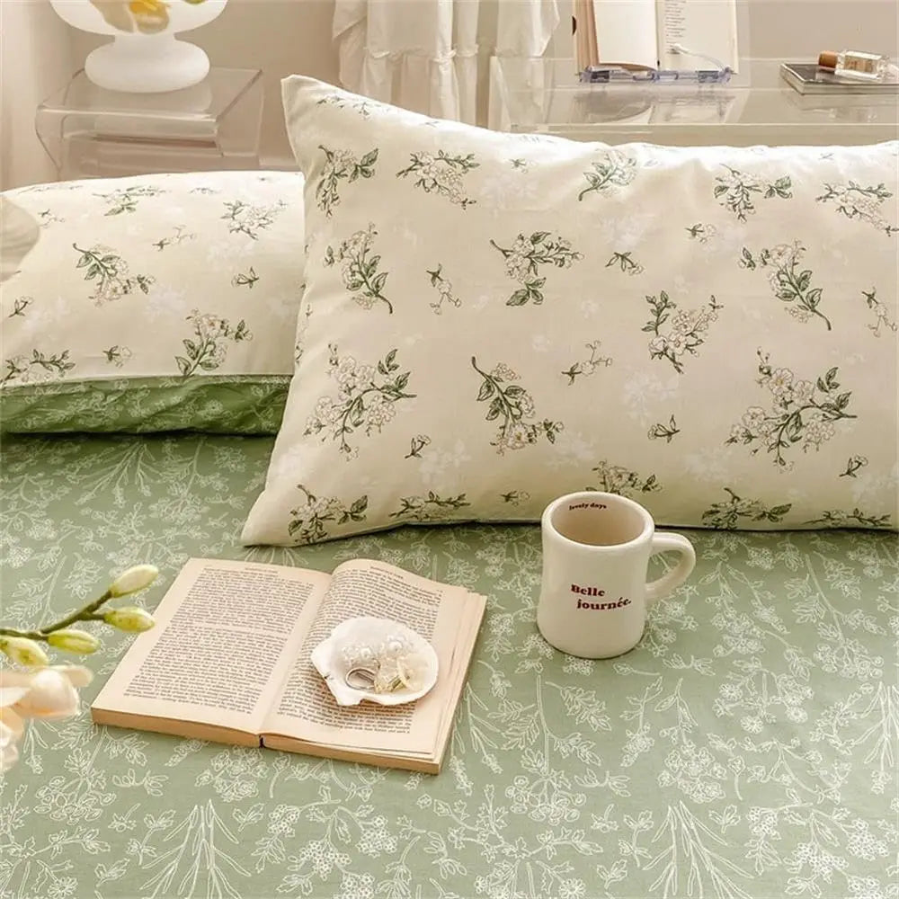 King Size Green Floral Bedding Set