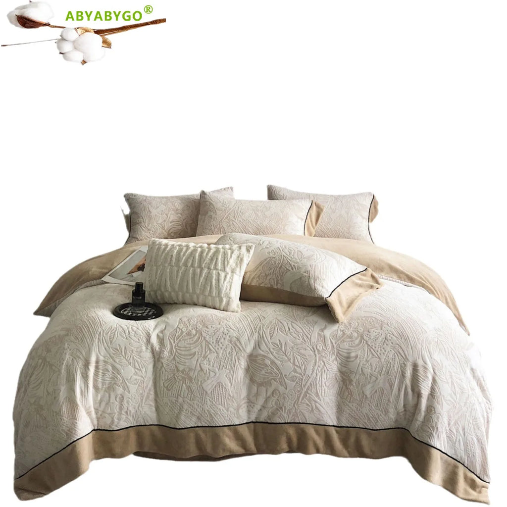 Euro Style Queen Velvet Bedding Set